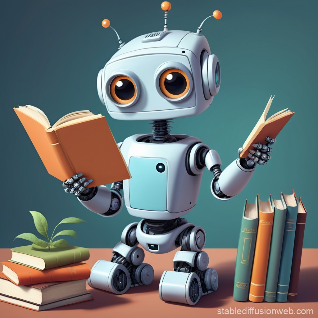 illustratives Bild eines Robotors mit Büchern